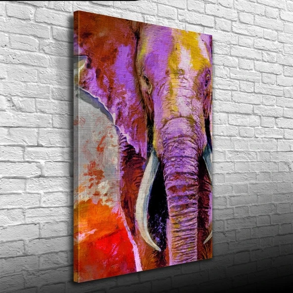 Pastel Renklerde Dekoratif Fil Görseli Kanvas Tablo 50 x 70 ürün görseli 1