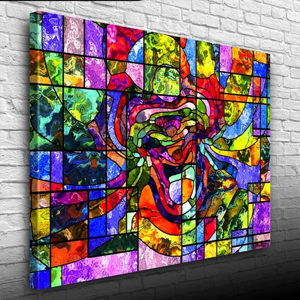 Renklerin Dansı Soyut Çalışma Kanvas Tablo 50 x 70 ürün görseli 1