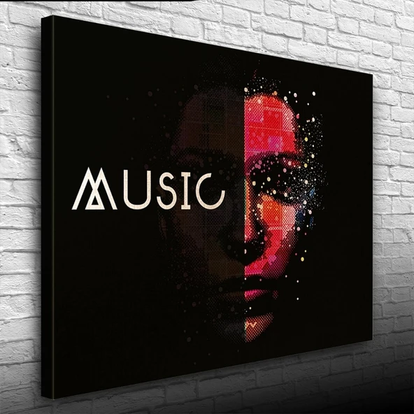 Music Afiş Siyah Kırmızı Tonlarda Kanvas Tablo 50 x 70 ürün görseli 1