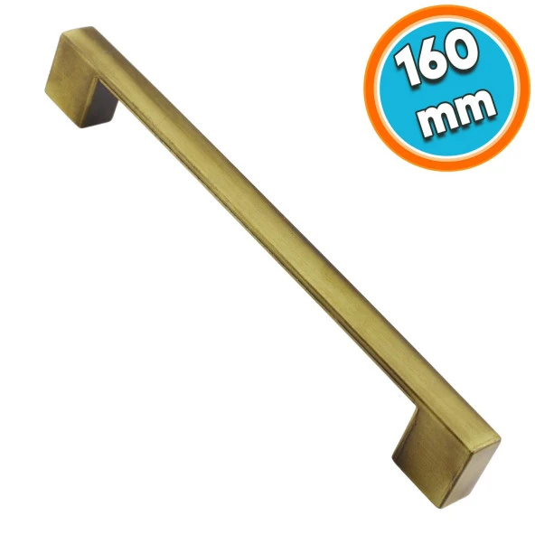 Mobilya Mutfak Dolabı Çekmece Dolap Kapak Kulpu Kulbu Antik Sarı 160 mm Metal Düz Kulp ürün görseli 1