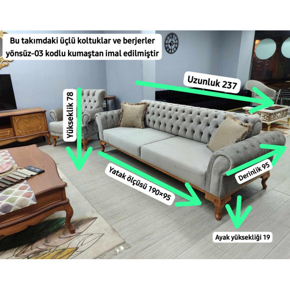 İstanbul Chester Koltuk Takımı (Roza Model) - Resim 9