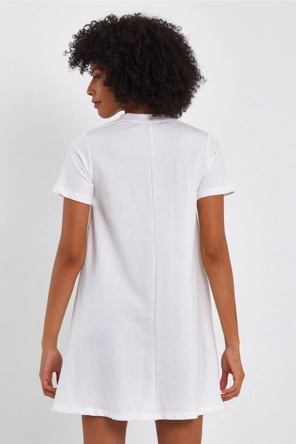 V Yaka Tunik Elbise (b23-002100) - Resim 4