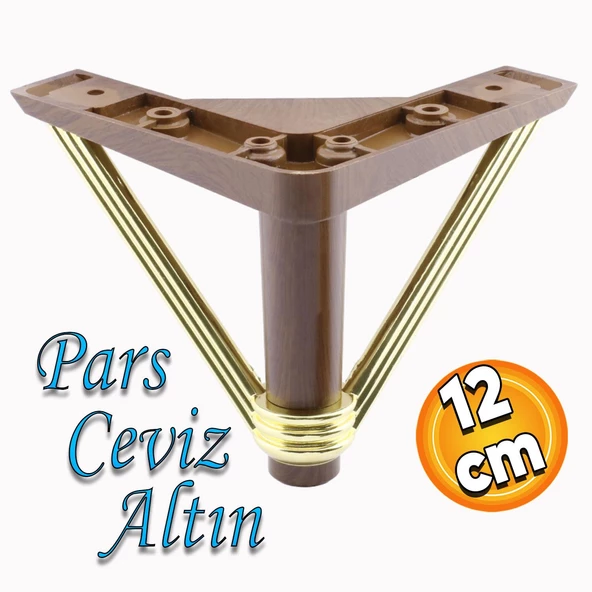 Pars Lüks Mobilya Oturma Grubu Kanepe Sehpa Tv Ünitesi Koltuk Ayağı Baza Ayakları 12 Cm Ceviz Altın ürün görseli 1