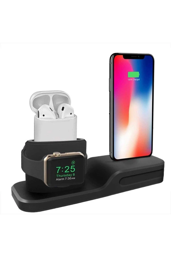 Apple Watch & Iphone &; Air Pods ile Uyumlu Silikon Dock Stand ürün görseli 1
