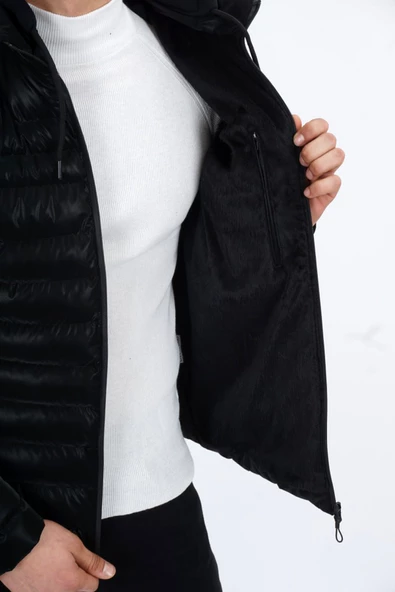 Dynamo Erkek Kapüşonlu Şişme Süet Slim-fit Mont - Resim 2