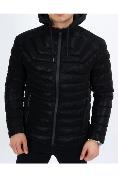 Dynamo Erkek Kapüşonlu Şişme Süet Slim-fit Mont ürün görseli 1
