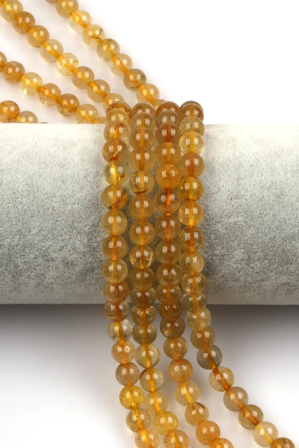 Gold Rutil Kuvars Doğal Taş Dizi 7 mm Küre Kesim ürün görseli 1