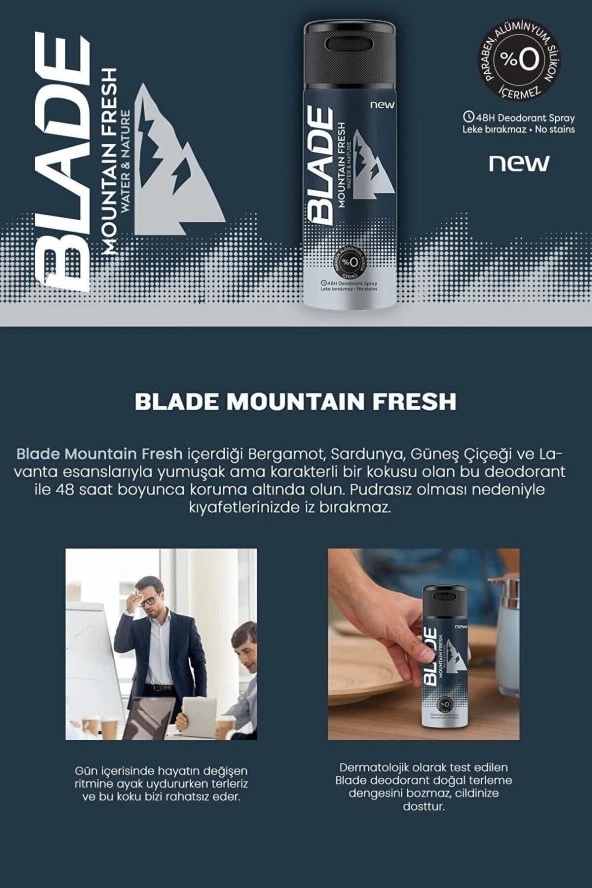 Blade Deodorant Mountain Fresh 150 Ml - Resim 2