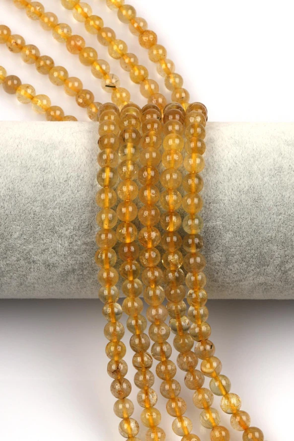 Gold Rutil Kuvars Doğal Taş Dizi 6 mm Fasetli Küre Kesim ürün görseli 1
