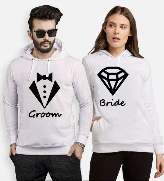 Tshirthane Groom Bride Sevgili Kombinleri Kapüşonlu Kombini ürün görseli 1
