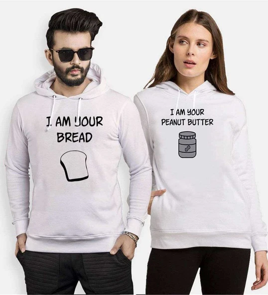 Tshirthane Fıstık Ezmesi Ekmek Sevgili Kombinleri Kapüşonlu Kombini ürün görseli 1