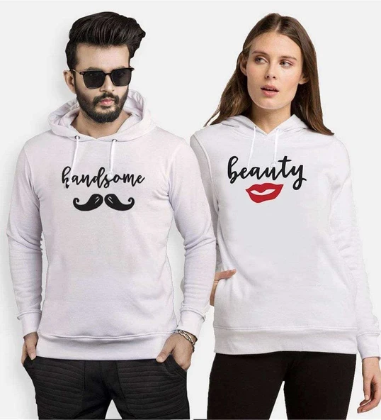 Tshirthane Handsome Beauty Sevgili Kombinleri Kapüşonlu Kombini ürün görseli 1