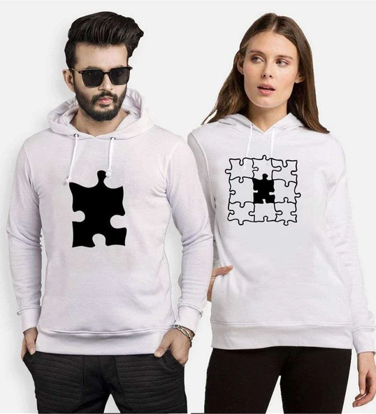 Tshirthane Eksik Parçam Puzzle Sevgili Kombinleri Kapüşonlu Kombini ürün görseli 1