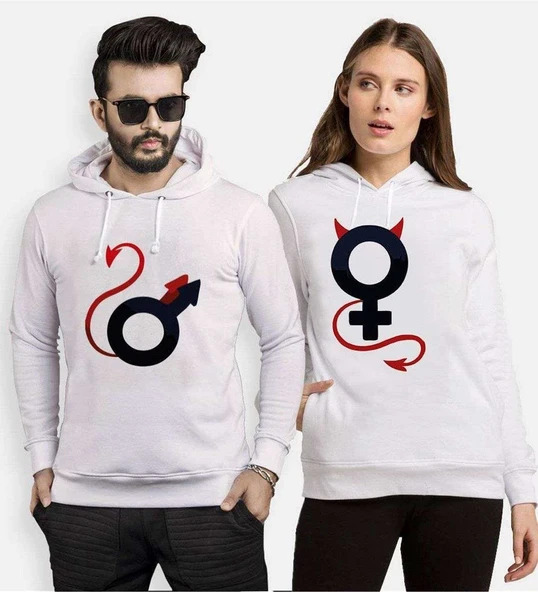 Tshirthane Devil Man Women Sevgili Kombinleri Kapüşonlu Kombini ürün görseli 1