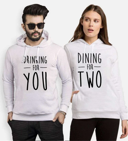Tshirthane Drinking For You Dining For Two Sevgili Kombinleri Kapüşonlu Kombini ürün görseli 1