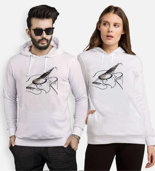 Tshirthane Gibson Acoustic Guitar Sevgili Kombinleri Kapüşonlu Kombini ürün görseli 1