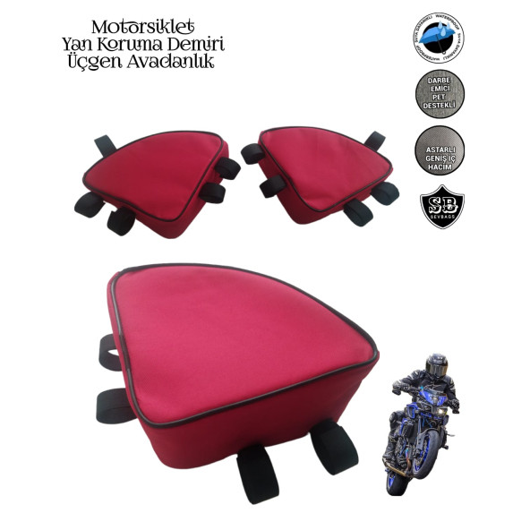 MOTORSİKLET YAN KORUMA DEMİRİ ÜÇGEN AVADANLIK ÇANTALARI ürün görseli 1