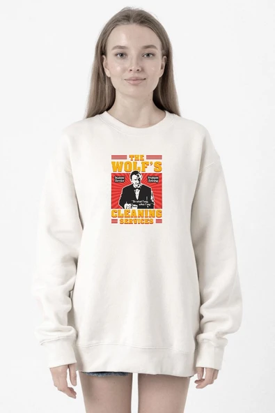 Pulp Fiction The Wolf's Cleaning Services Beyaz Kadın 2ip Sweatshirt ürün görseli 1