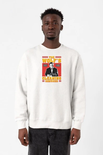 Pulp Fiction The Wolf's Cleaning Services Beyaz Erkek 2ip Sweatshirt ürün görseli 1