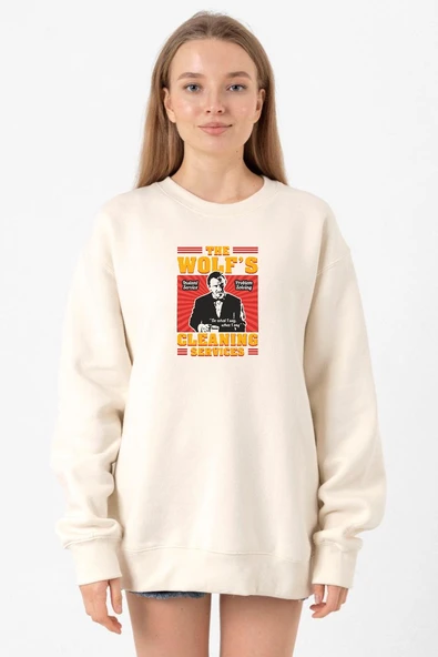 Pulp Fiction The Wolf's Cleaning Services Ekru Kadın 2ip Sweatshirt ürün görseli 1