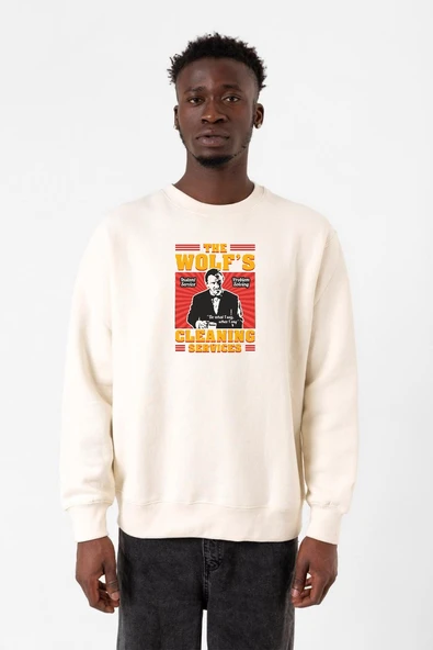 Pulp Fiction The Wolf's Cleaning Services Ekru Erkek 2ip Sweatshirt ürün görseli 1