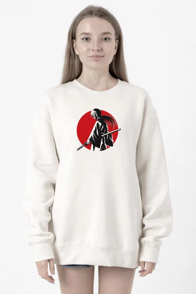 Rurouni Kenshin Samurai Logo Beyaz Kadın 2ip Sweatshirt ürün görseli 1