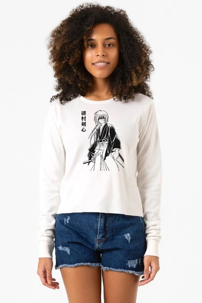 Rurouni Kenshin Poster Japan Ekstra Uzunkol Sweatshirt Ekru ürün görseli 1