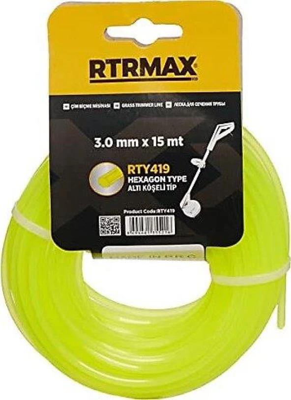 Rtrmax Çim Biçme Misinası Altıgen RTY419 3X15mt ürün görseli 1