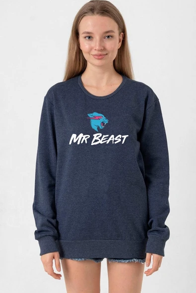 Mr Beast İndigo Kadın 2ip Sweatshirt ürün görseli 1