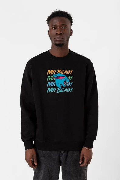 Mr Beast Lettern Siyah Erkek 2ip Sweatshirt ürün görseli 1