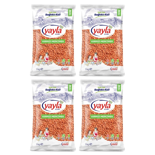 Yayla Bakliyat Kırmızı Mercimek 1 Kg x 4 Adet ürün görseli 1