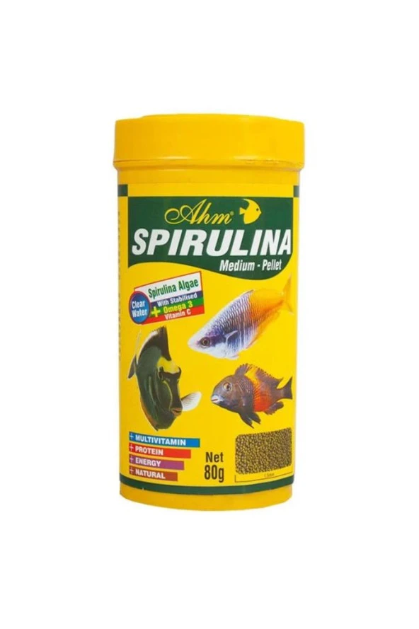 Ahm Spirulina Medium Pellet Balık Yemi 250 Ml ürün görseli 1