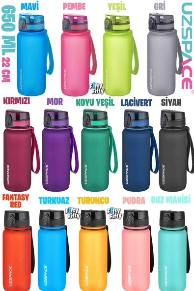Uzspace 650 ml Tritan Su Matarası 14 Farklı Renk Softtouch -3037a ürün görseli 1