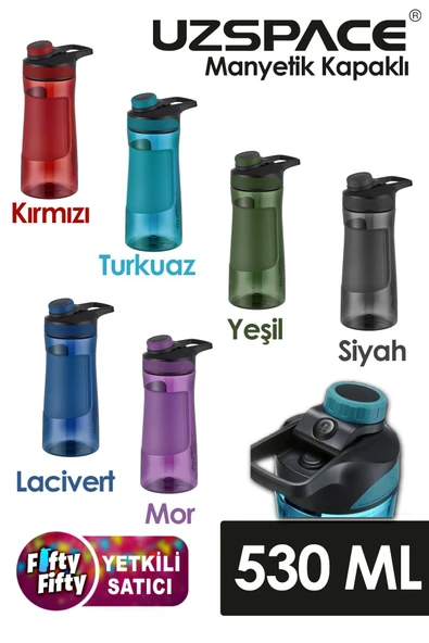 Uzspace Manyetik Kapaklı 530 ml Silikon Gövde Tritan Su Matarası ürün görseli 1