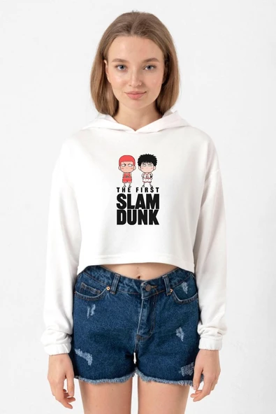 Slam Dunk First Slam Dunk Ekru Kadın Crop Kapşonlu ürün görseli 1