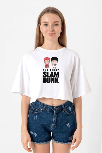 Slam Dunk First Slam Dunk Beyaz Kadın Crop Tshirt ürün görseli 1