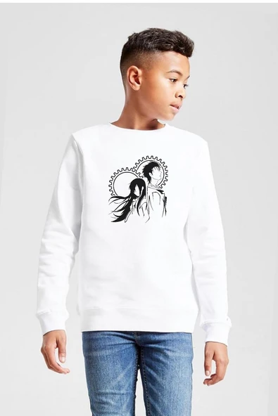 Steins Gate Okabe and Kurisu Beyaz Çocuk 2ip Sweatshirt ürün görseli 1