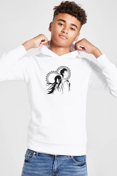 Steins Gate Okabe and Kurisu Beyaz Çocuk 3ip Kapşonlu  Sweatshirt ürün görseli 1