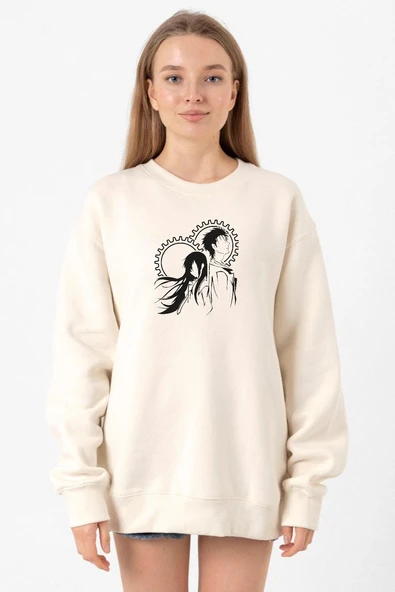 Steins Gate Okabe and Kurisu Ekru Kadın 2ip Sweatshirt ürün görseli 1