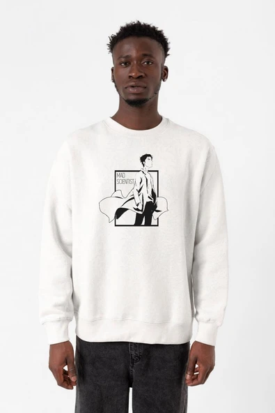 Steins Gate Rintarou Mad Scientist Beyaz Erkek 2ip Sweatshirt ürün görseli 1