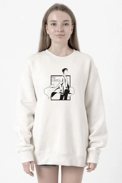 Steins Gate Rintarou Mad Scientist Beyaz Kadın 2ip Sweatshirt ürün görseli 1