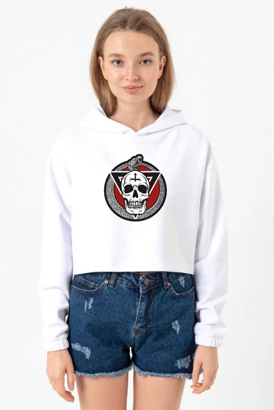 The Purge The Forever Purge Beyaz Optik Kadın Crop Kapşonlu ürün görseli 1