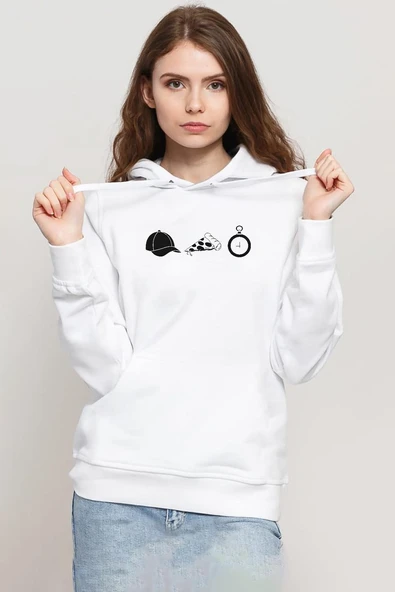 The Walking Dead Glenn Rhee Symbols Beyaz Kadın 3ip Kapşonlu Sweatshirt ürün görseli 1