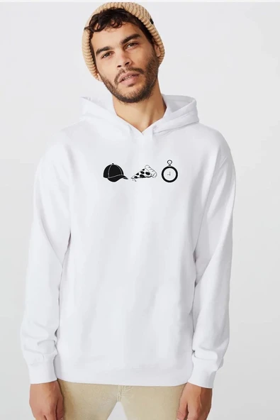 The Walking Dead Glenn Rhee Symbols Beyaz Erkek 3ip Kapşonlu  Sweatshirt ürün görseli 1