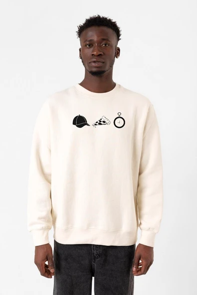 The Walking Dead Glenn Rhee Symbols Ekru Erkek 2ip Sweatshirt ürün görseli 1