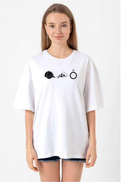 The Walking Dead Glenn Rhee Symbols Beyaz Kadın Oversize Tshirt ürün görseli 1