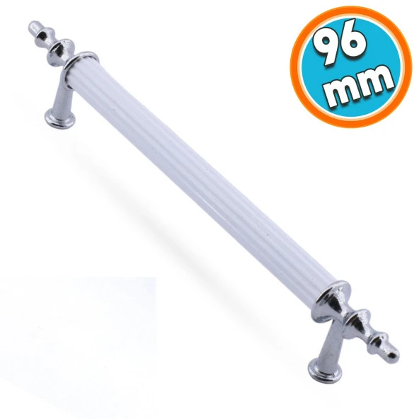 Mobilya Mutfak Dolabı Çekmece Dolap Kulpları Kapak Kulpu Kulbu Beyaz Krom 96 mm Metal Kulp ürün görseli 1