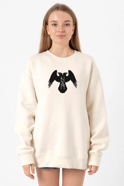 Thor's Ravens Huginn and Muninn Ekru Kadın 2ip Sweatshirt ürün görseli 1