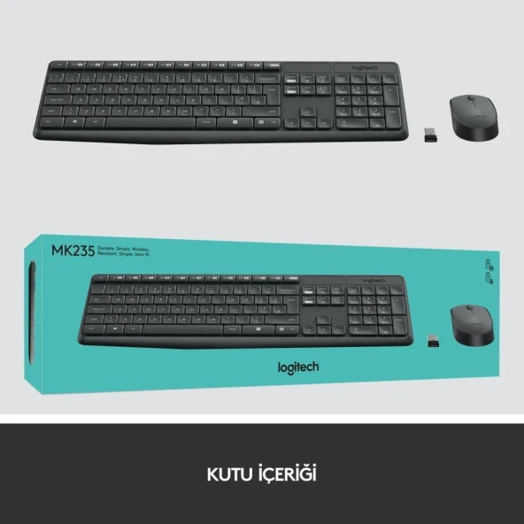 Logitech MK235 Kablosuz Klavye Mouse 920-007925 - Resim 2
