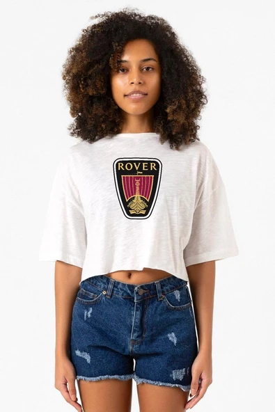 Vikings Rover Amblem Beyaz Kırçıllı Kadın Crop Tshirt ürün görseli 1